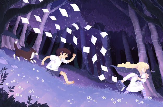 Illustration from *Livio Sossi Prize: "Che cos'è un libro"*, digital illustration, 46 x 30 cm, 2025